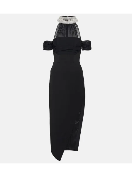 Sukienka midi David Koma do kolan z dekoltem halter garniturowa czarna