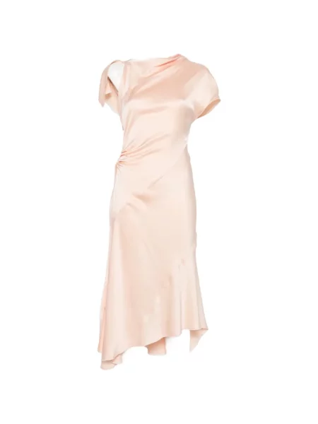 Rochie Victoria Beckham asimetrică drapată roz
