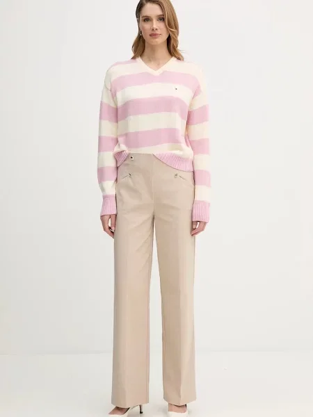 Tommy Hilfiger pulover de cașmir roz