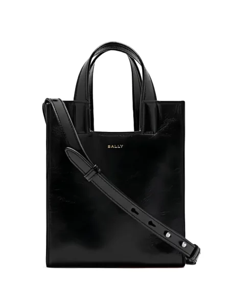 Geantă shopper Bally din piele cu imagine negru