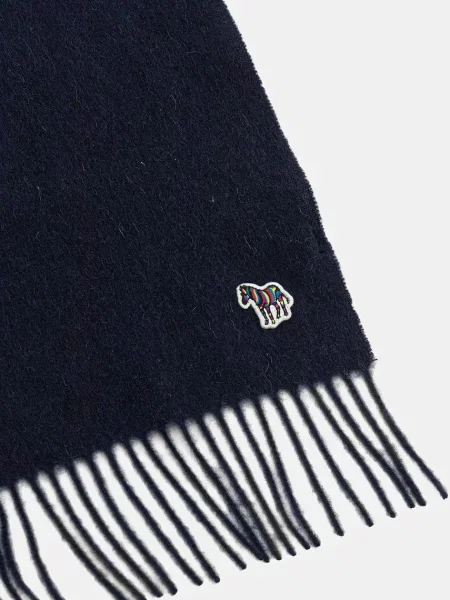 Шерстяной однотонный шарф Paul Smith синий