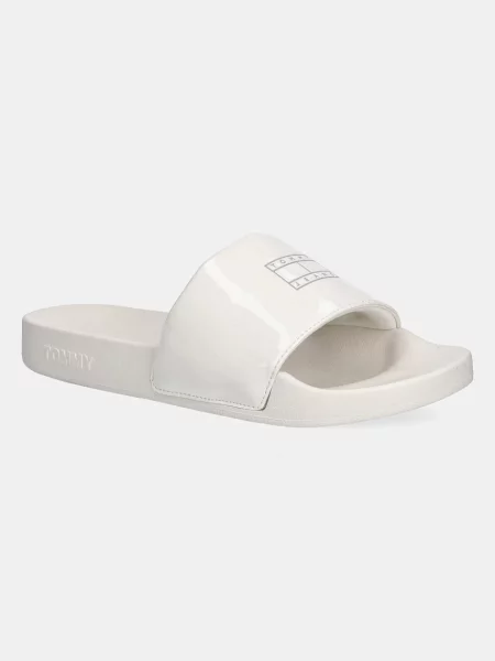 Чехли Tommy Jeans FLAG POOL SLIDE PATENT бежово