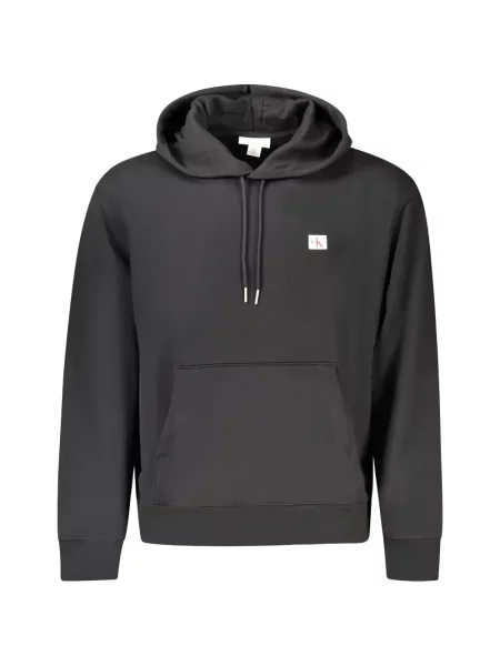 Bluza z kapturem Calvin Klein Jeans z logo ze sznurkiem czarna