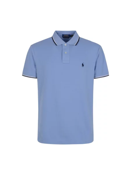 Koszulka polo o kroju slim fit z czystej bawełny Polo Ralph Lauren niebieskie