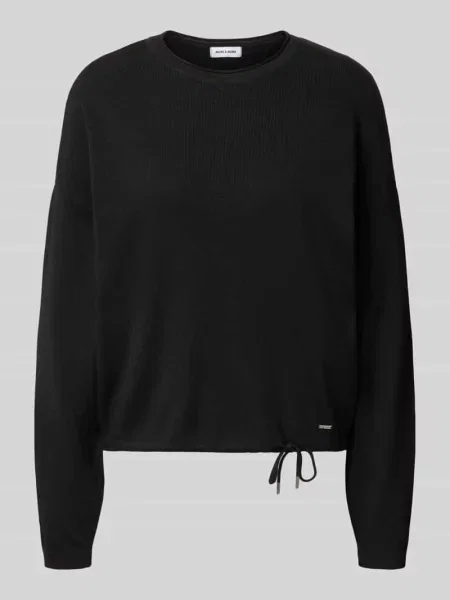 Sweter z dzianiny z mieszanka z okrągły dekolt More & More czarny