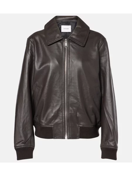 Kurtka skórzana Yves Salomon brązowa