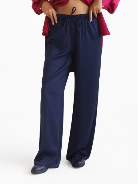 Сатинові Штани палаццо Lilove темно-синій сині