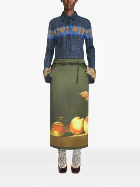 Lung fustă Dries Van Noten verde