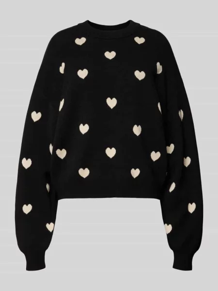 Sweter z dzianiny z bufiastymi rękawami model ‘CHARLOTT’ Noisy May biały