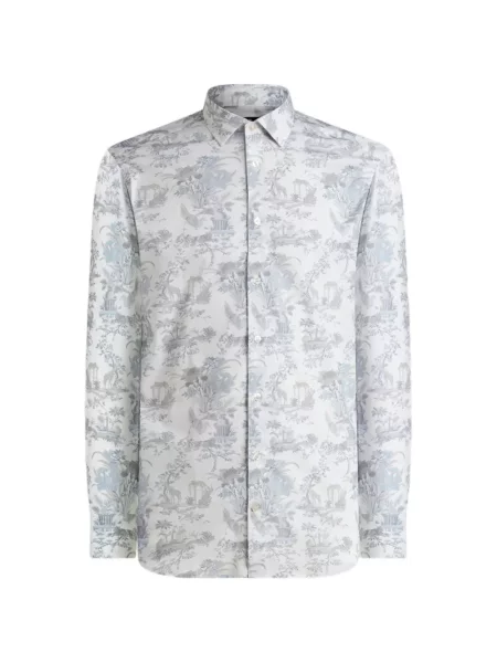 Cămașă Etro cu model floral stretch alb