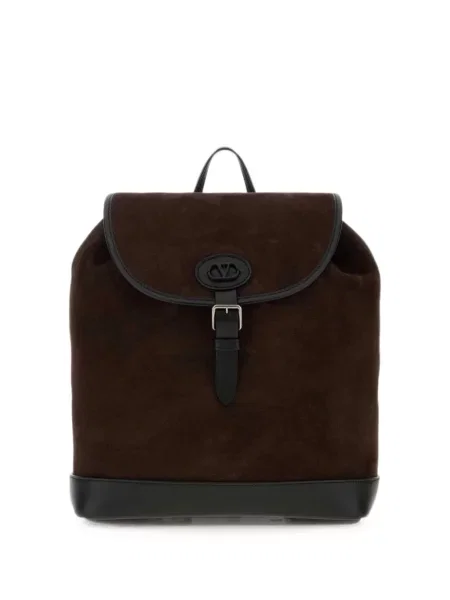 Rucsac Valentino Garavani din piele de căprioară maro