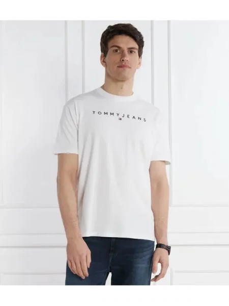 Tommy Jeans Tricou LINEAR LOGO TEE EXT alb