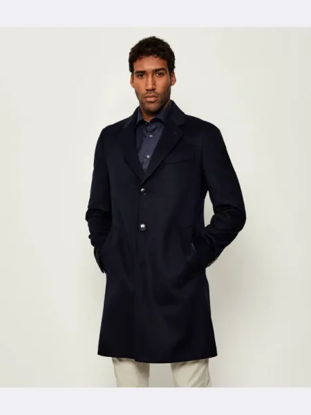 BOSS Palton de lână Hyde Bleumarin negru