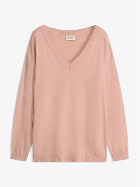 Sweter oversize z mieszanki różowy