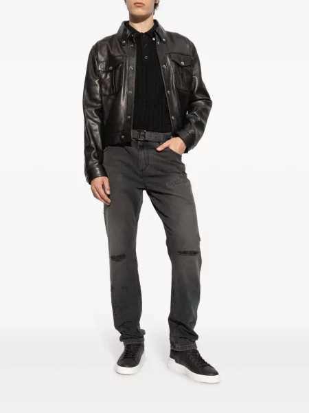 Jeansy Balmain z przetarciami czarne