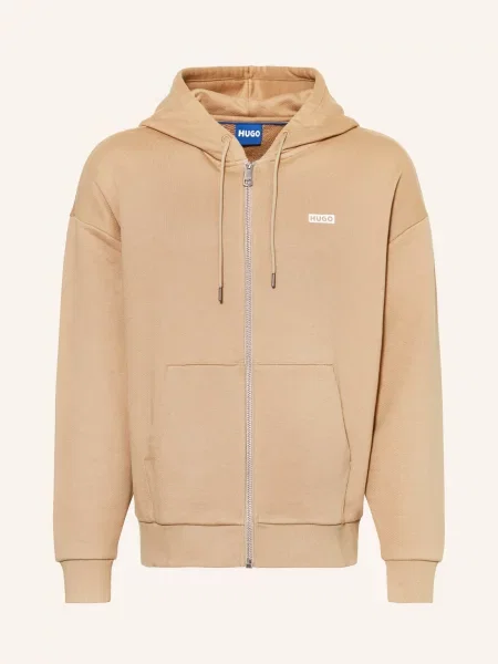 Hugo Blue Oversized Mikinová Bunda světle hnědá modrá