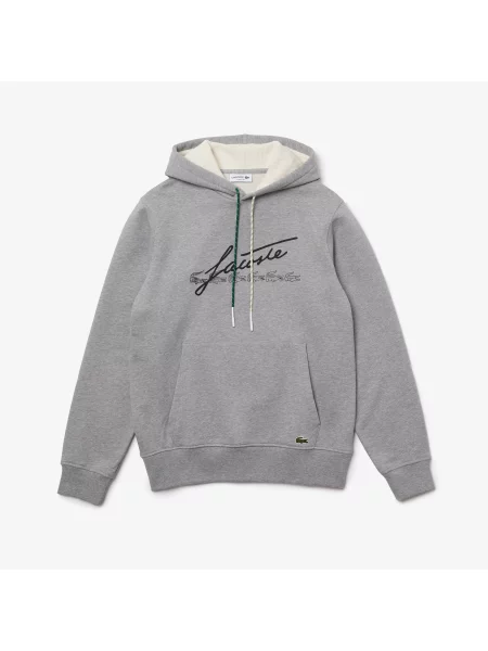 Lacoste Bluza Z Okrągłym Dekoltem Mieszanka Bawełny szara