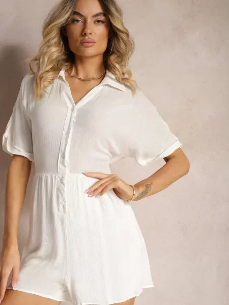 Salopetă Scurtă din cu Vikoti albă