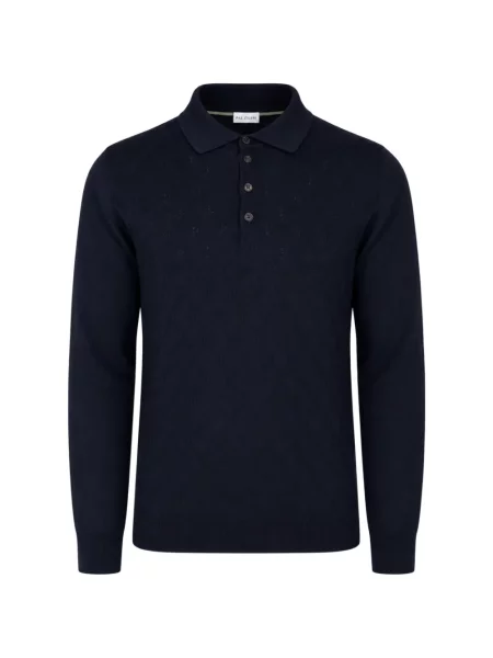 Lung tricou polo Pal Zileri de lână albastru