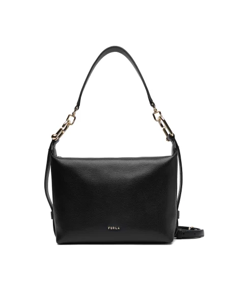Furla bőr táska Tonie Mini Hobo fekete