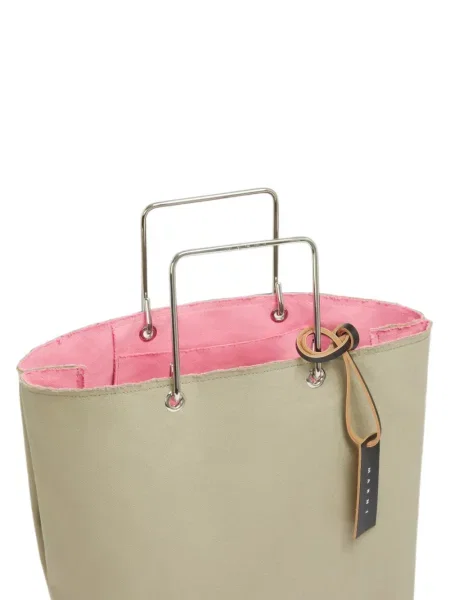 Geantă shopper Marni din canvas bej