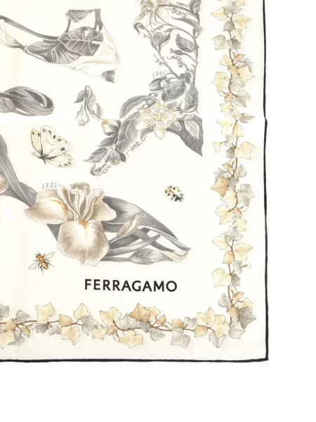 Fular Ferragamo cu model floral cu imagine
