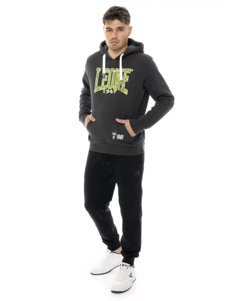 Zimowa bluza z kapturem i nadrukiem w groszki Leone New Era szara