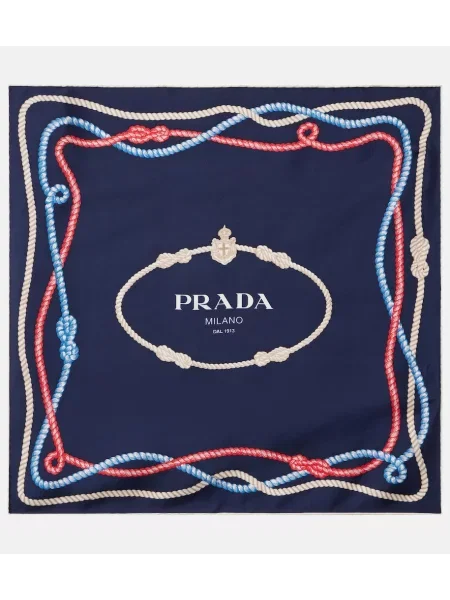 Fular Prada de mătase cu imagine albastru