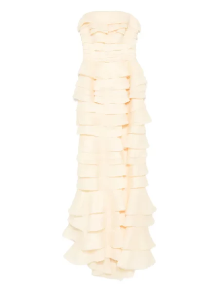 Sukienka Saiid Kobeisy z organzy garniturowa żółta