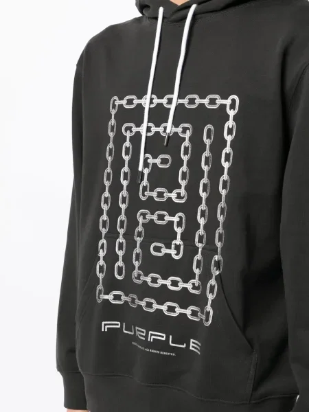 Суичър с качулка Purple Brand с принт черно