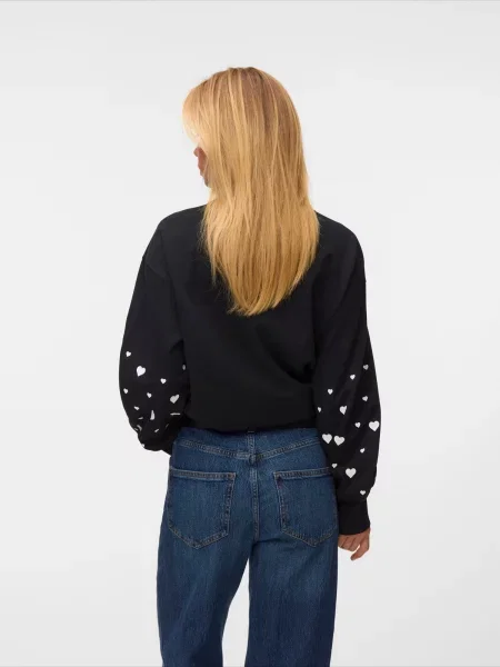 VERO MODA Mikina VMLILJE čierna biela