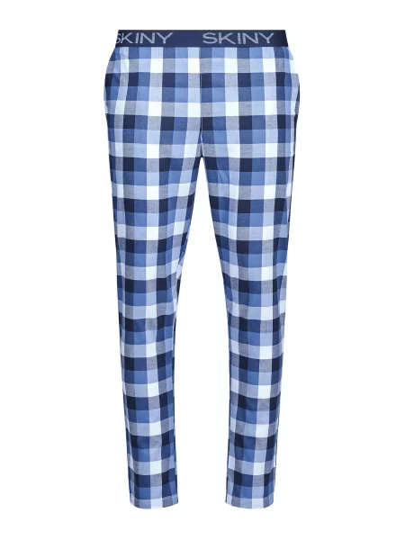 Skiny Pantaloni de pijama albastru / bleumarin / albastru deschis alb