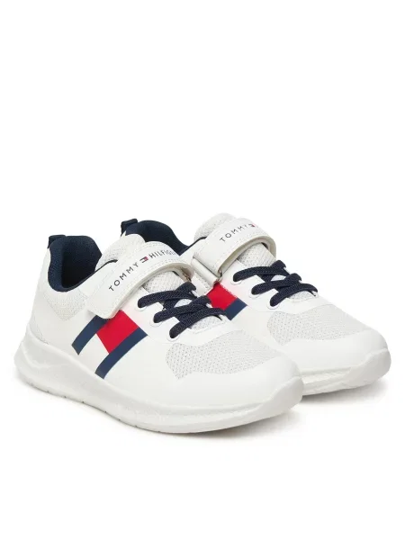 Superge Tommy Hilfiger Flag Low Cut Lace-Up/Velcro S Bela modra