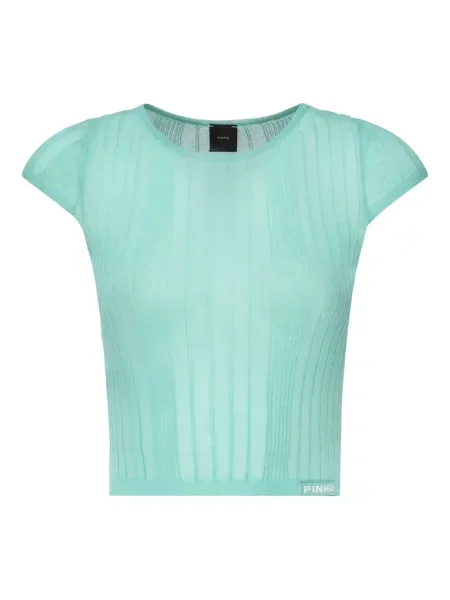 Top Pinko cu decolteu rotund albastru
