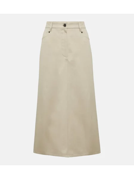 Fustă din denim Brunello Cucinelli până la genunchi bej