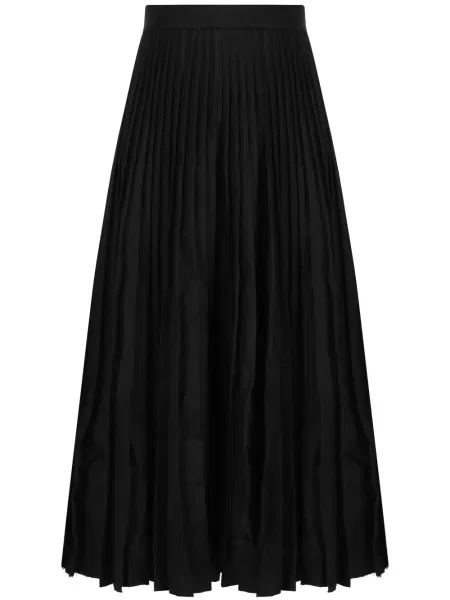 Fusta plisata Balenciaga de lână plisată negru