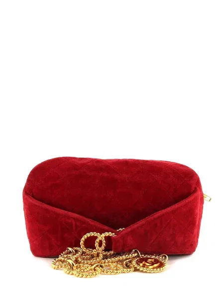 Prošívaný diamant pásek Chanel Pre-owned červený