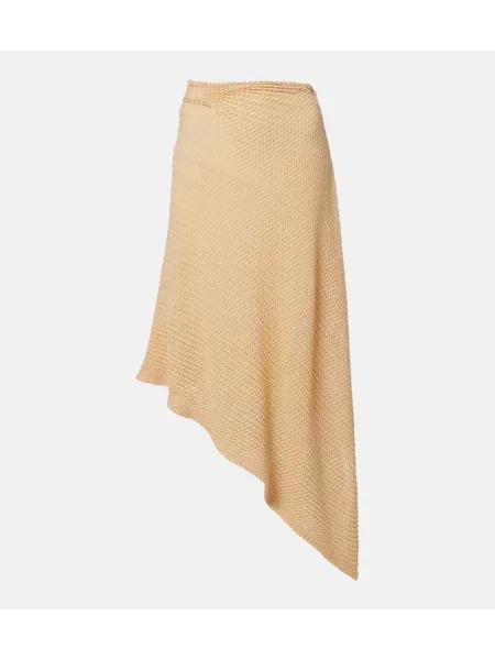 Fustă midi Victoria Beckham tricotate asimetrică bej