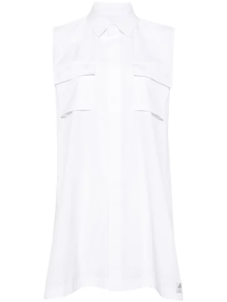 Rochie mini Sacai plisată de costum alb