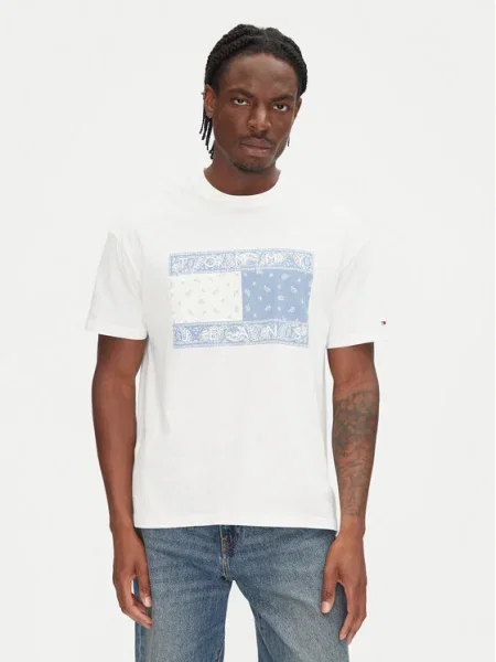 Tommy Jeans Póló Paisley Flag Ekru