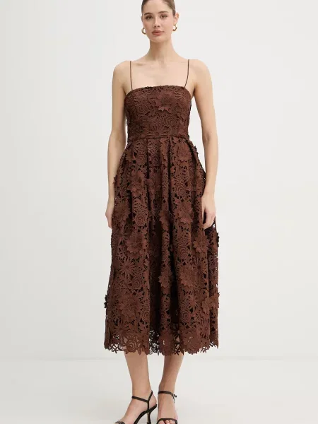 Rotate sukienka brązowa