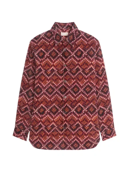 Cămașă Dries Van Noten de catifea cord cu imagine roșu