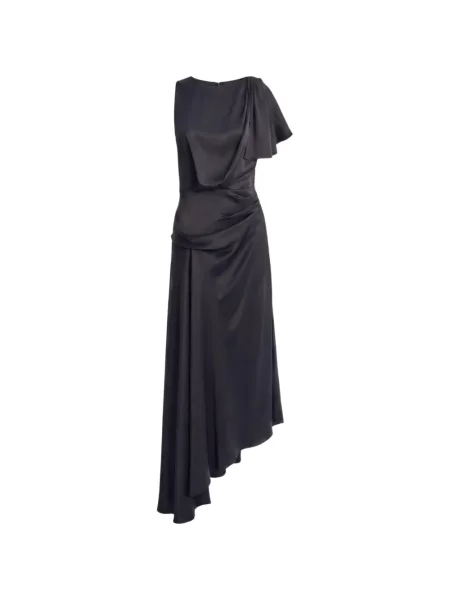 Rochie maxi Irina Schrotter asimetrică drapată negru