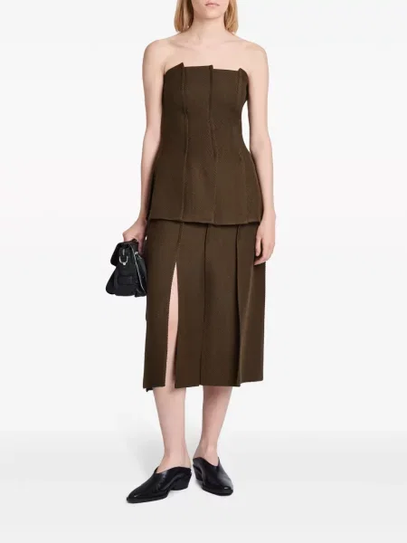 Midi sijonas Proenza Schouler iki kelių ruoželis ruda