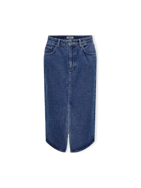 Fustă din denim Only până la genunchi albastru