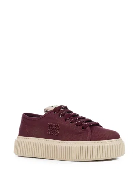 Sneakerși Miu Miu cu broderie violet