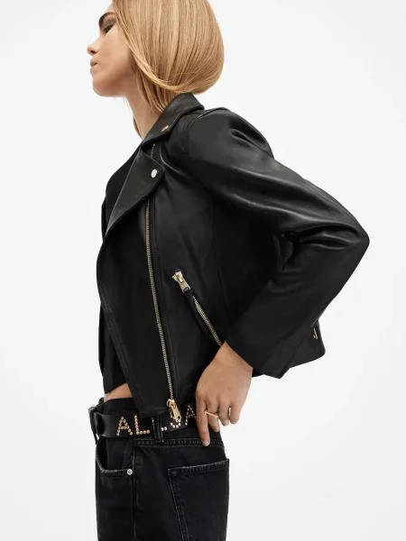 Шкіряна куртка AllSaints DALBY перехідна чорний