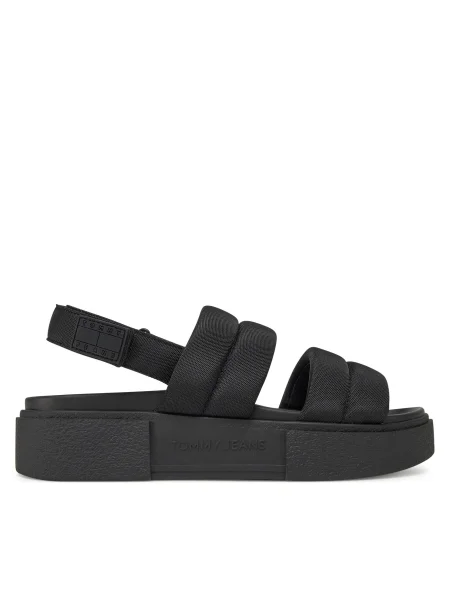 Tommy Jeans sandale FLATFORM SANDAL femei cu platforma negru