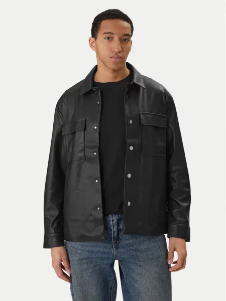Calvin Klein Jeans Dirbtinės odos striukė juoda