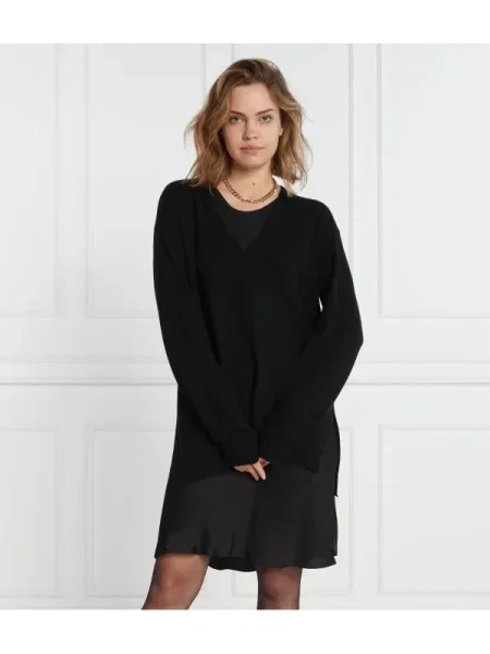 TWINSET Rochie cu adaos de lână și cașmir negru